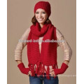 Fashion Style Warm Cashmere Scarf, Hat, Gloves with Knitted cashmere